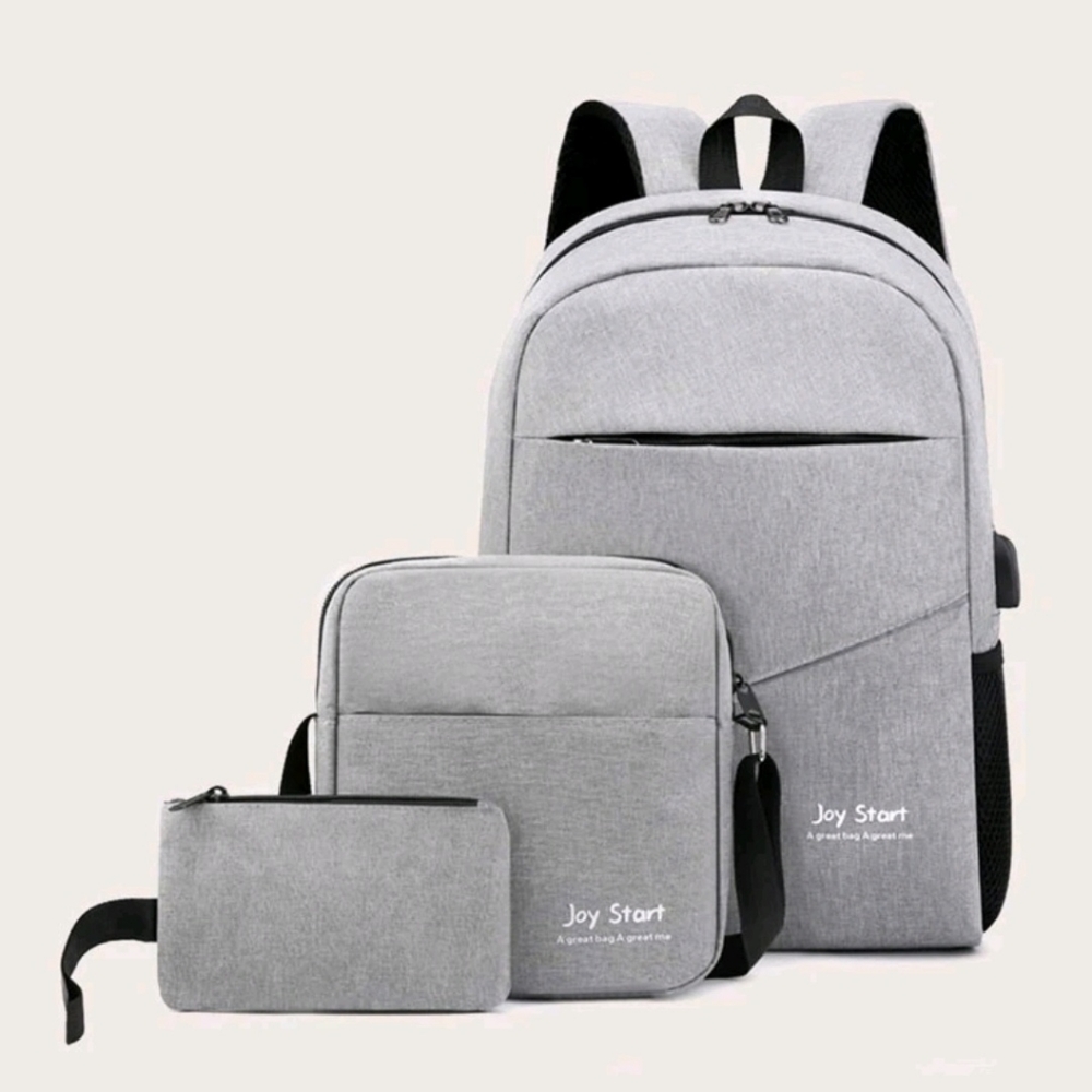 NEW Grey 3 Piece Backpack Set